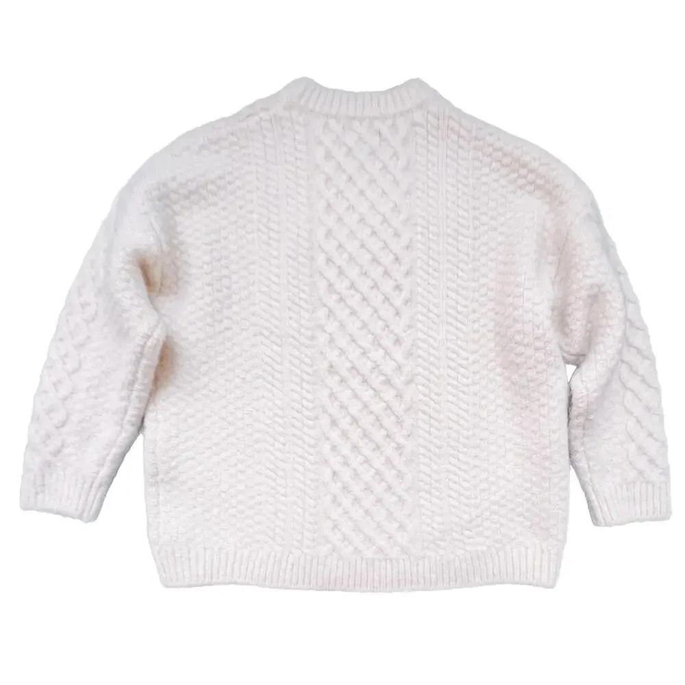 Truth by Republic Cable Knit Sweater Cream Wool Alpaca‎ Blend Oversized M
